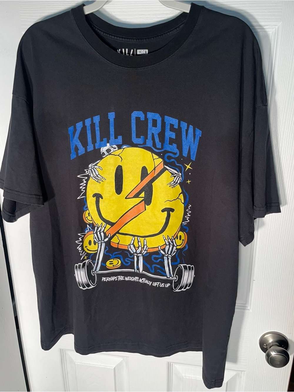 Men’s Kill Crew Oversized Weight Life us Up T Tee Shirt Black Medium M
